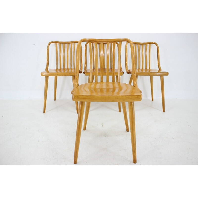 Set of 4 vintage beechwood dining chairs by Antonin Suman, Czechoslovakia 1960s