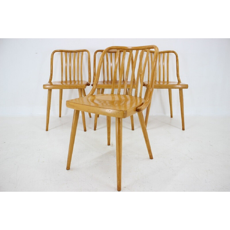 Set of 4 vintage beechwood dining chairs by Antonin Suman, Czechoslovakia 1960s