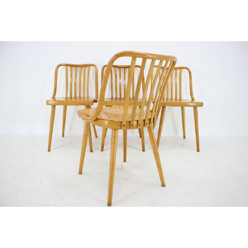 Set of 4 vintage beechwood dining chairs by Antonin Suman, Czechoslovakia 1960s