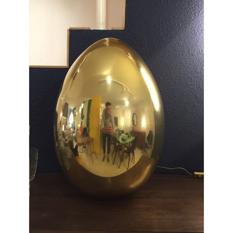 Vintage gold egg lamp in glass, 2000