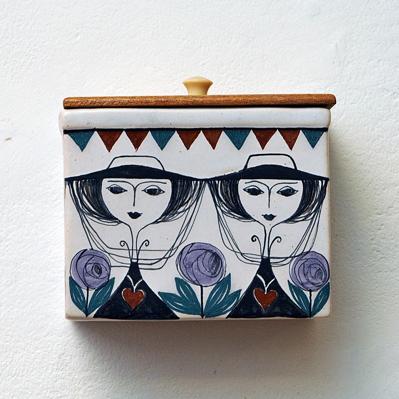 Keramik-Wandbehälter von Laila Zink für Kupittaan Savi, Finnland 1960er Jahre