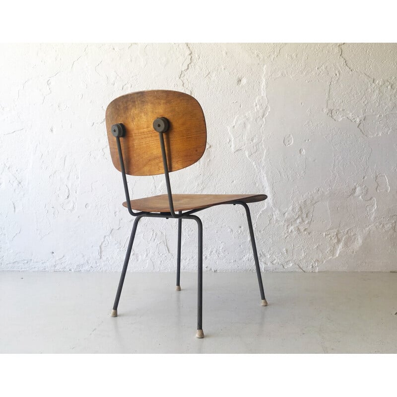 Vintage beukenhouten stoel van Wim Rietvield voor Gispen, 1952