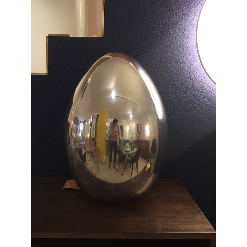 Silvery glass egg lamp - 2000s 