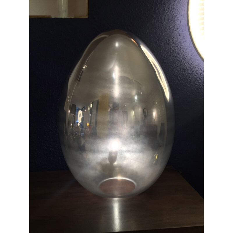 Silvery glass egg lamp - 2000s 