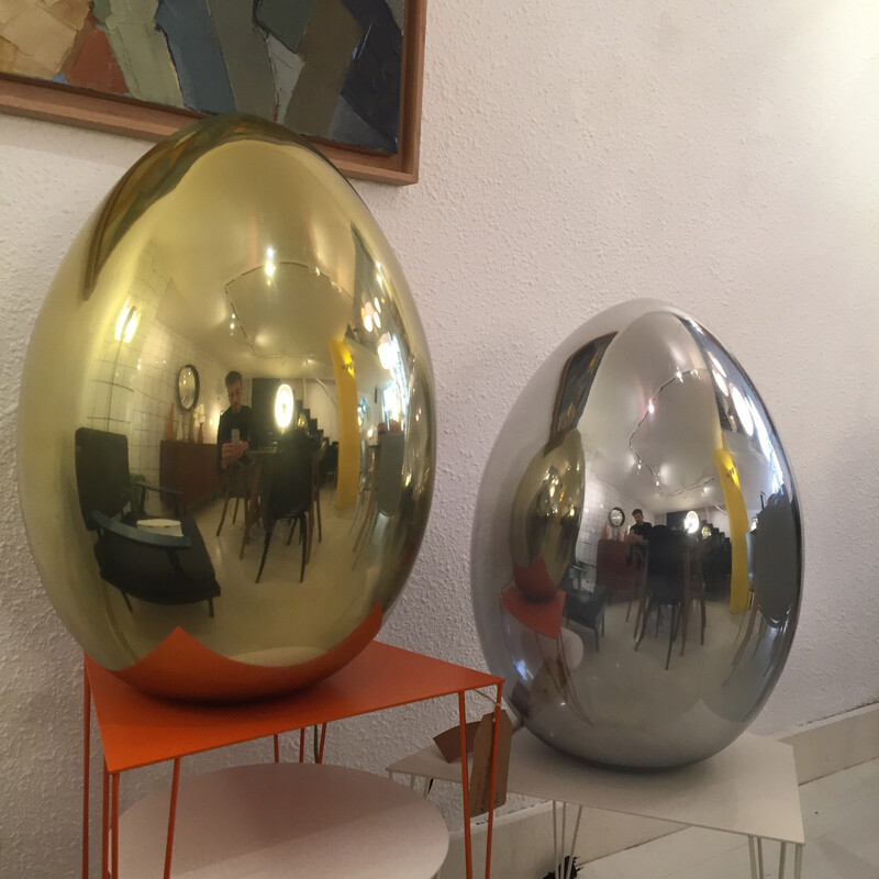 Silvery glass egg lamp - 2000s 