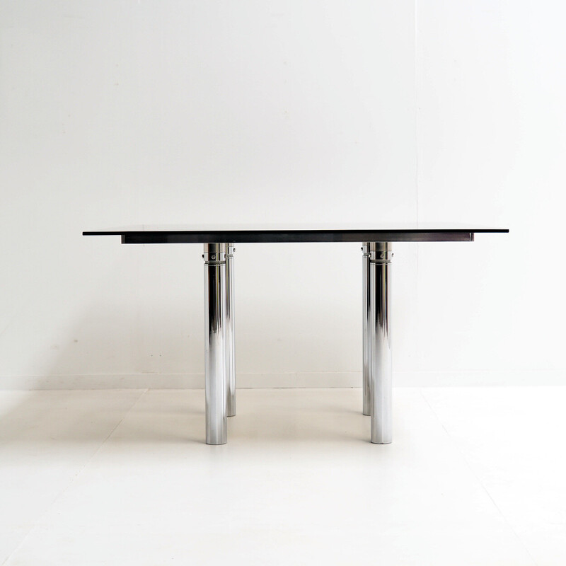 Vintage "square" chrome table by Tobia and Afra Scarpa for Gavina, Italy 1967s