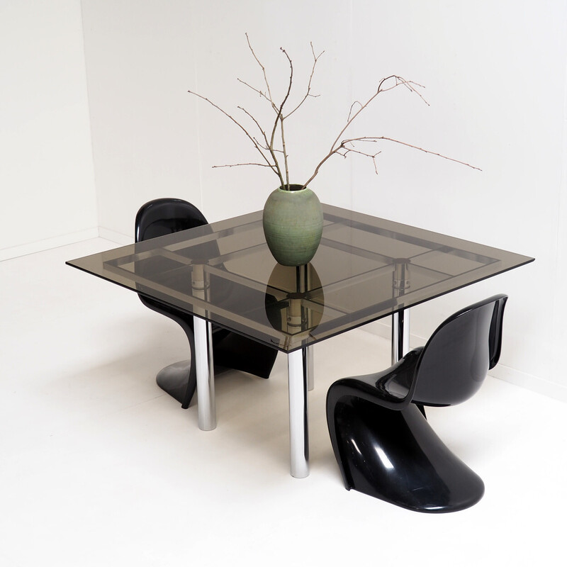 Vintage "square" chrome table by Tobia and Afra Scarpa for Gavina, Italy 1967s