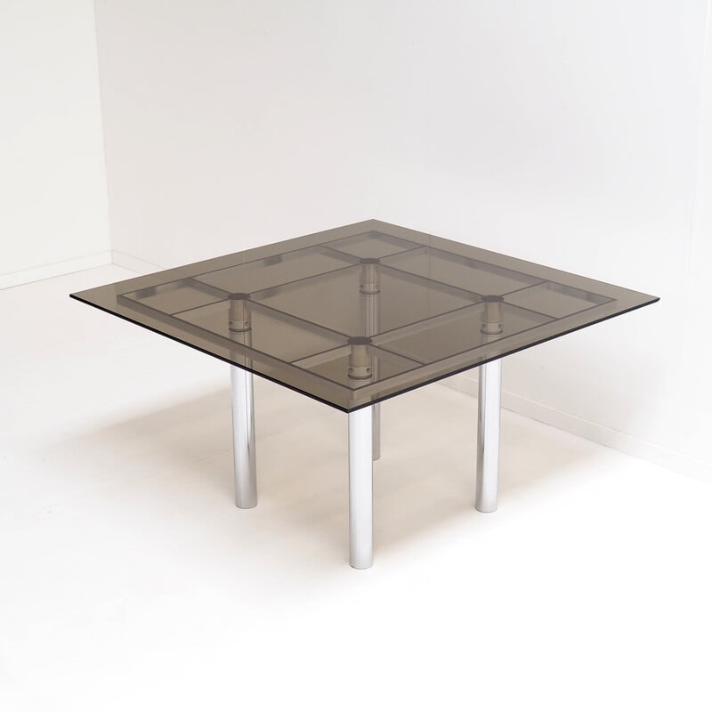 Table vintage "carrée" en chrome de Tobia et Afra Scarpa pour Gavina, Italie 1967