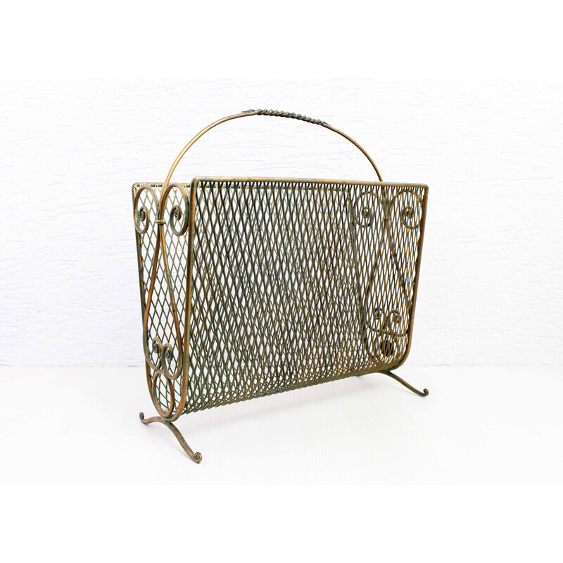 Porte revue vintage en métal doré, 1950-1960