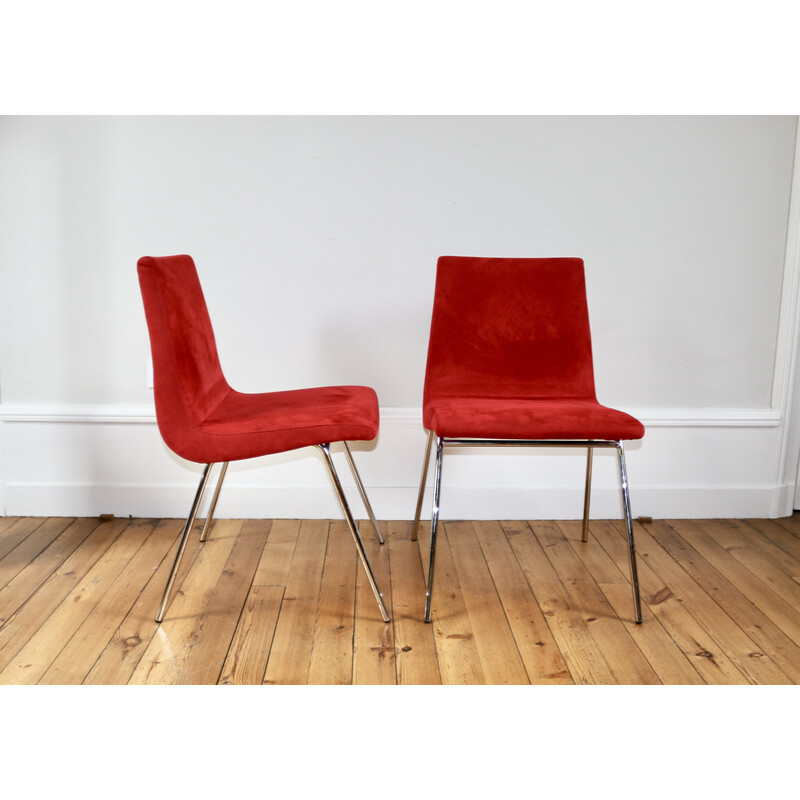 Set of 4 vintage alcantara chairs by Pierre Paulin for Ligne Roset