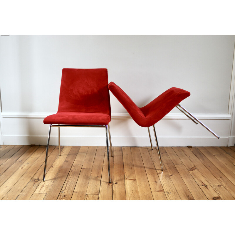 Conjunto de 4 cadeiras alcantara vintage de Pierre Paulin para Ligne Roset