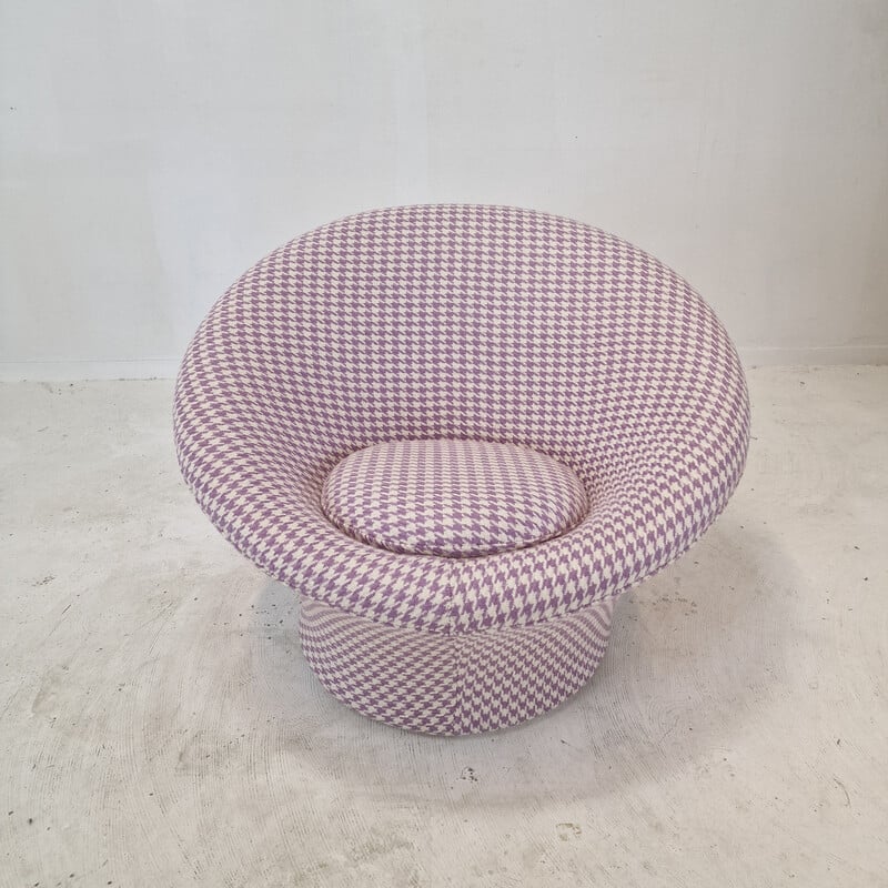 Vintage stoffen fauteuil en voetenbank van Pierre Paulin voor Artifort, 1960