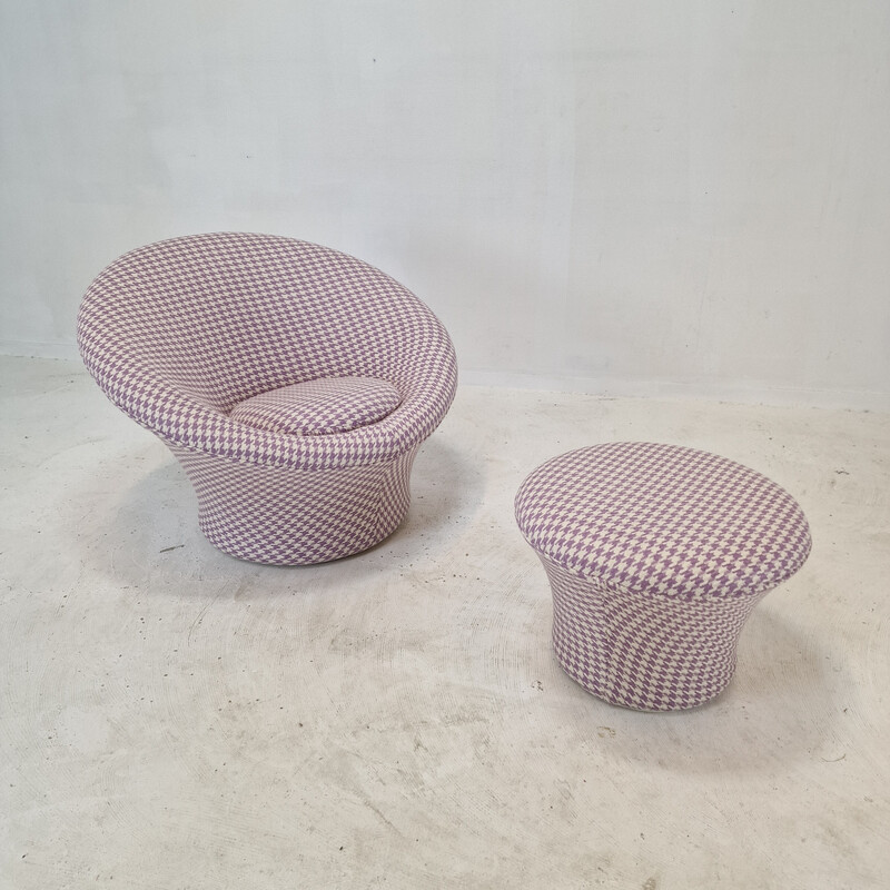 Vintage fabric armchair and ottoman by Pierre Paulin for Artifort, 1960s