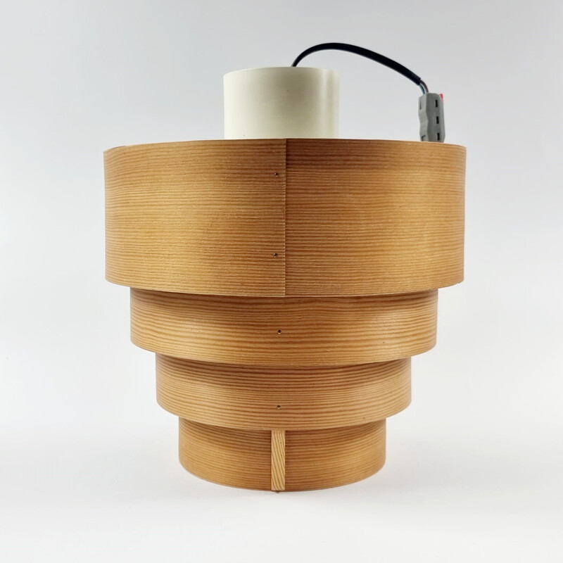 Scandinavian vintage wooden pendant lamp by Hans-Agne Jakobsson for Ellysett Markaryd, Sweden 1960s