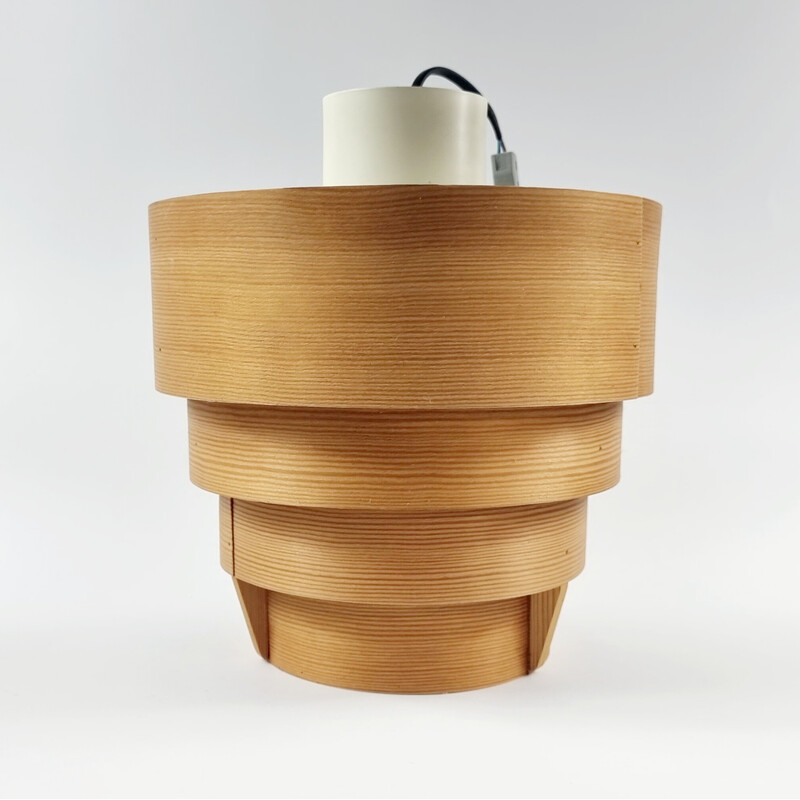 Scandinavian vintage wooden pendant lamp by Hans-Agne Jakobsson for Ellysett Markaryd, Sweden 1960s