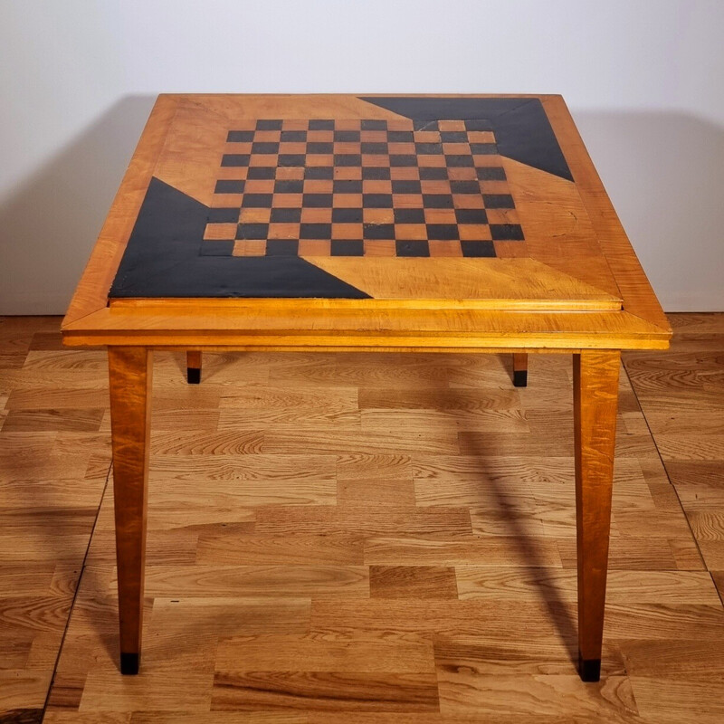 Table de jeu vintage Thonet en placage de sycomore, amarante et bois, 1950