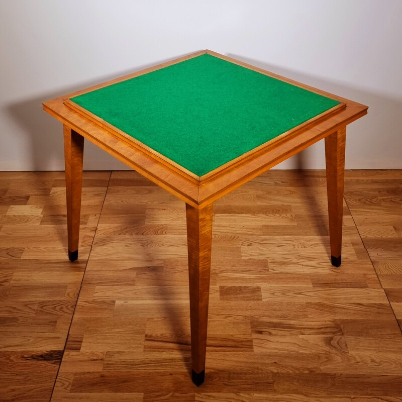 Tavolo da gioco vintage Thonet in sicomoro, amaranto e legno impiallacciato, 1950