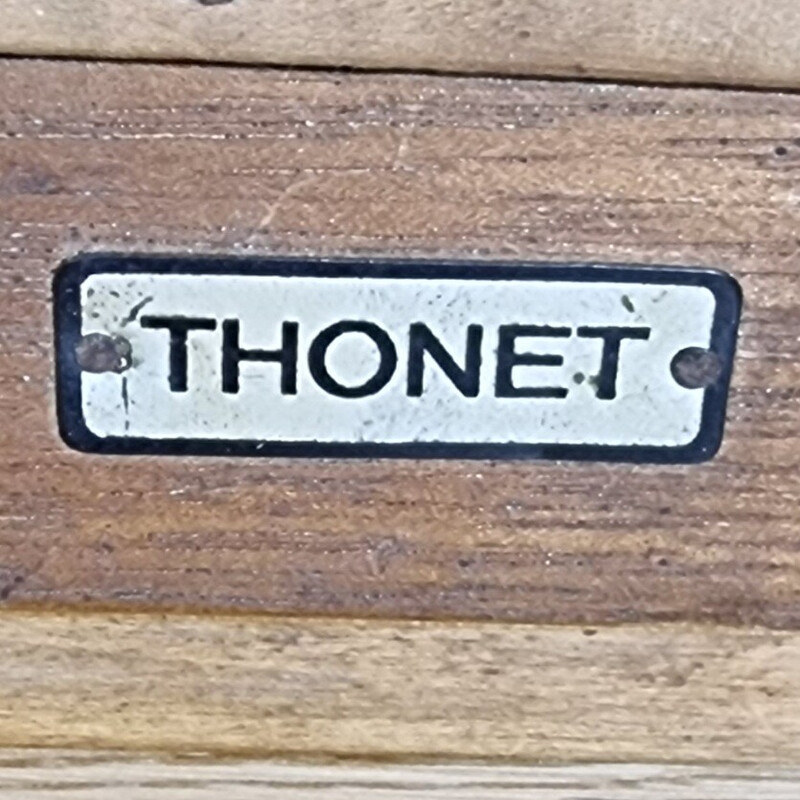Table de jeu vintage Thonet en placage de sycomore, amarante et bois, 1950