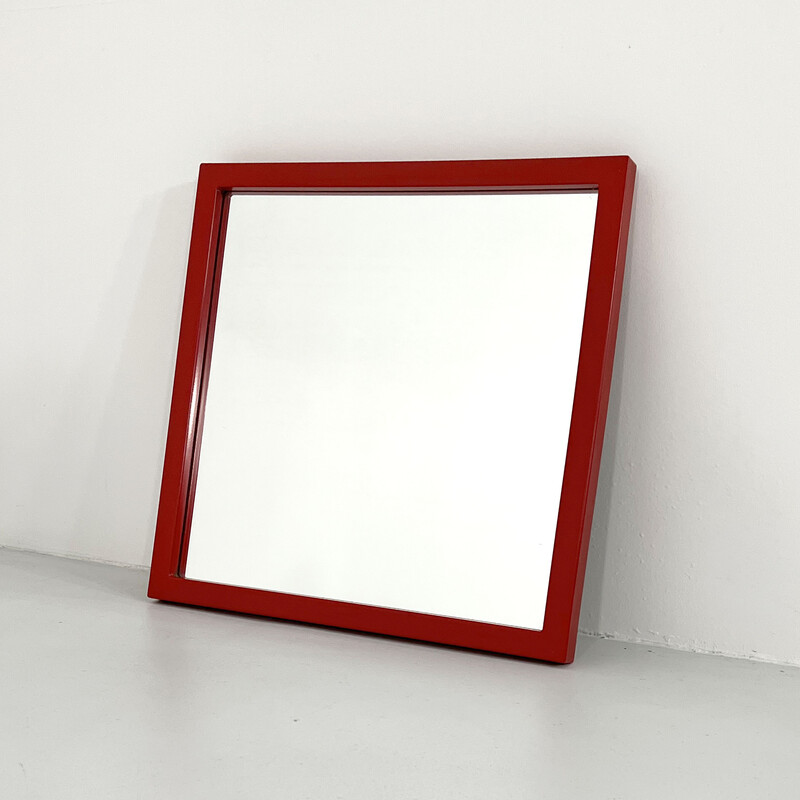 Vintage mirror 4727 in red polyurethane by Anna Castelli Ferrieri for Kartell, 1980s