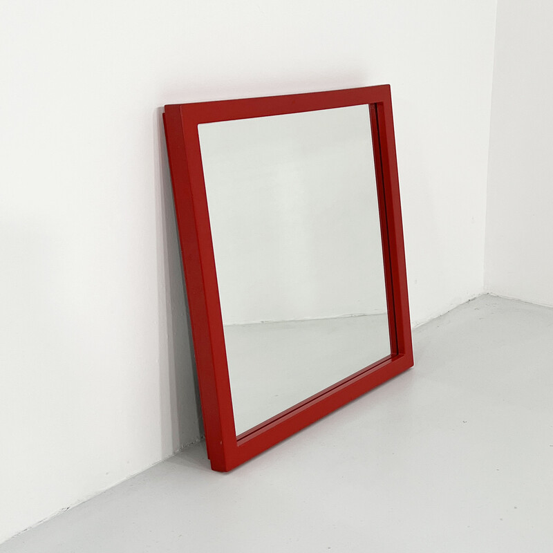 Vintage mirror 4727 in red polyurethane by Anna Castelli Ferrieri for Kartell, 1980s