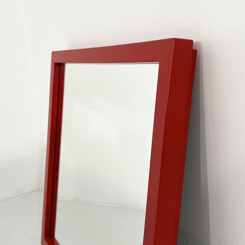 Vintage mirror 4727 in red polyurethane by Anna Castelli Ferrieri for Kartell, 1980s