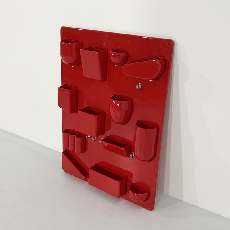 Organizer da parete Ustensilo in plastica rossa vintage di Dorothee Becker  Maurer per Design M, 1960
