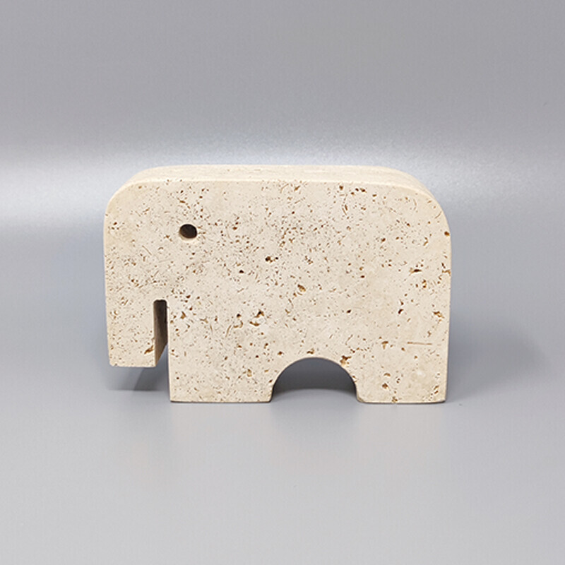 Vintage elephant sculpture in travertine by Enzo Mari for F.lli Mannelli, Italy 1970s