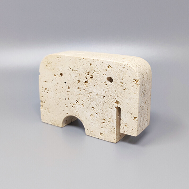 Vintage elephant sculpture in travertine by Enzo Mari for F.lli Mannelli, Italy 1970s