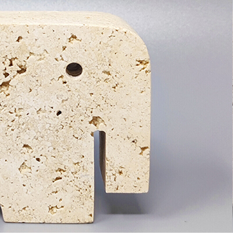 Vintage elephant sculpture in travertine by Enzo Mari for F.lli Mannelli, Italy 1970s