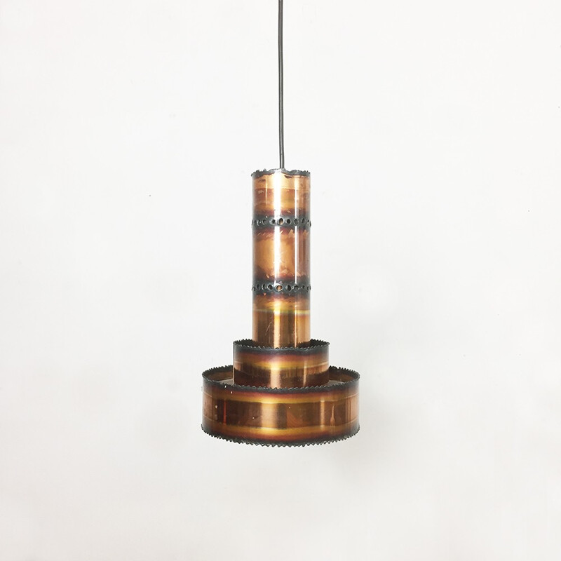 Vintage metal brutalist pendant by Sven Aage Holm Sorensen for Holm Sørensen and Co, Denmark 1960