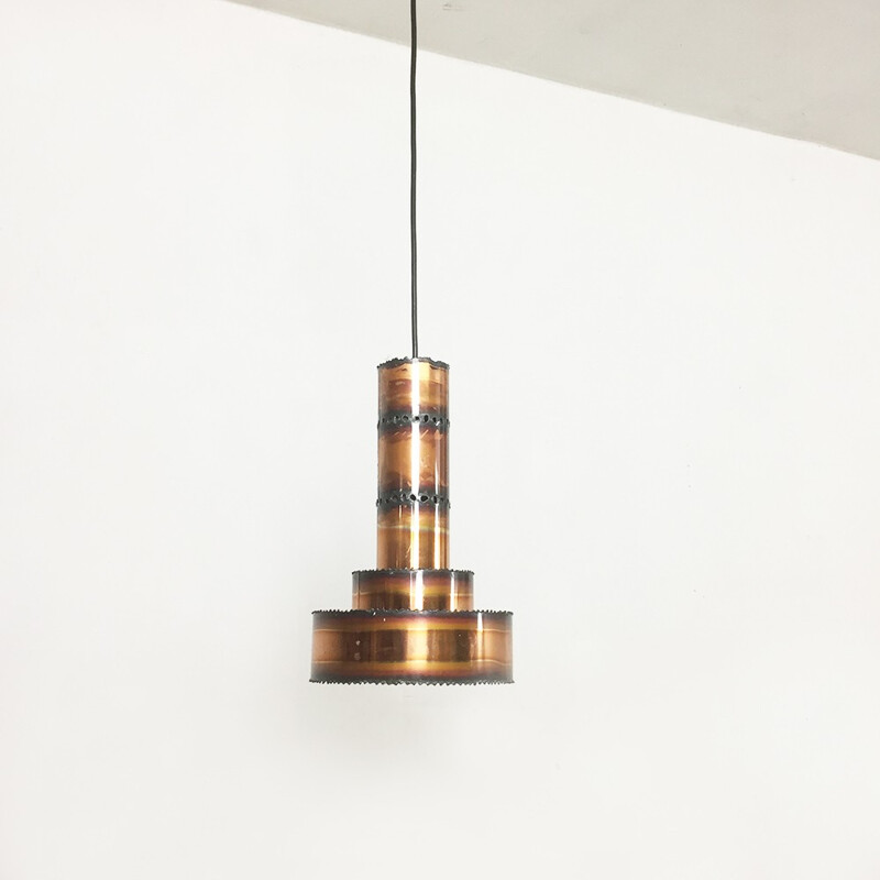 Vintage metal brutalist pendant by Sven Aage Holm Sorensen for Holm Sørensen and Co, Denmark 1960