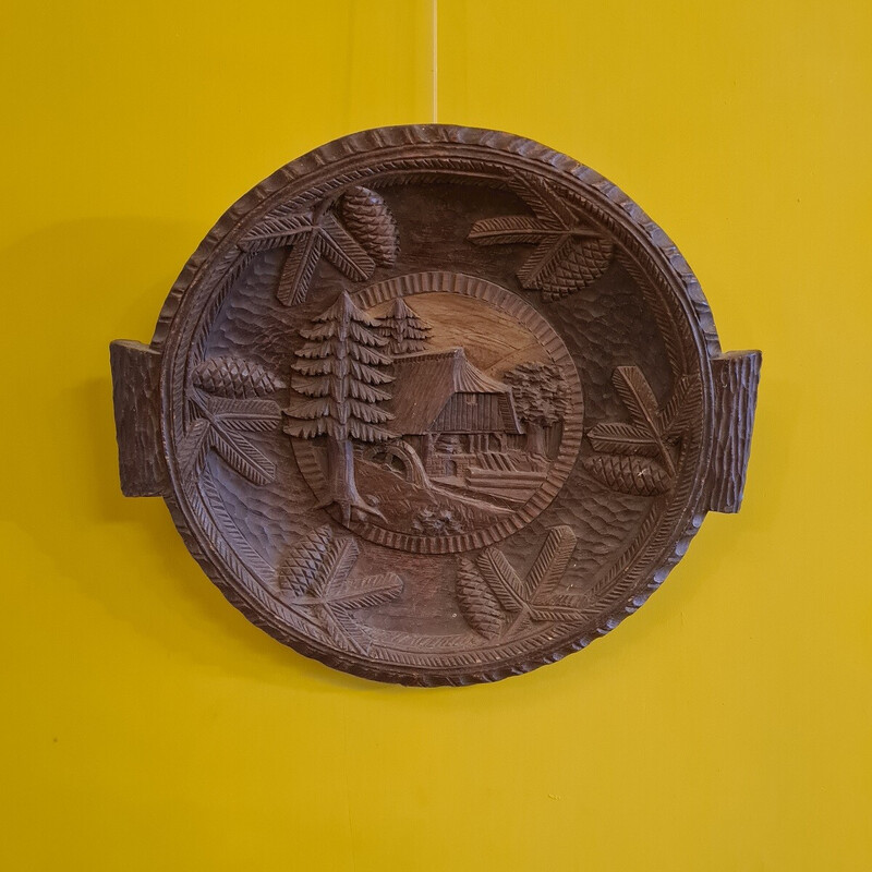Vintage sculpture with wooden image