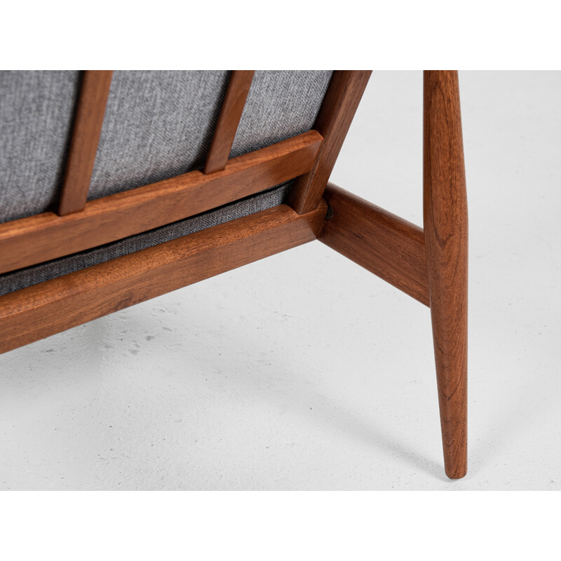 Vintage "Paper Knife" armchair in teak and fabric by Kai Kristiansen for Magnus Olesen, Denmark 1960s