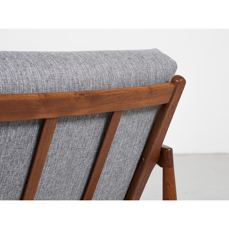 Vintage "Paper Knife" armchair in teak and fabric by Kai Kristiansen for Magnus Olesen, Denmark 1960s