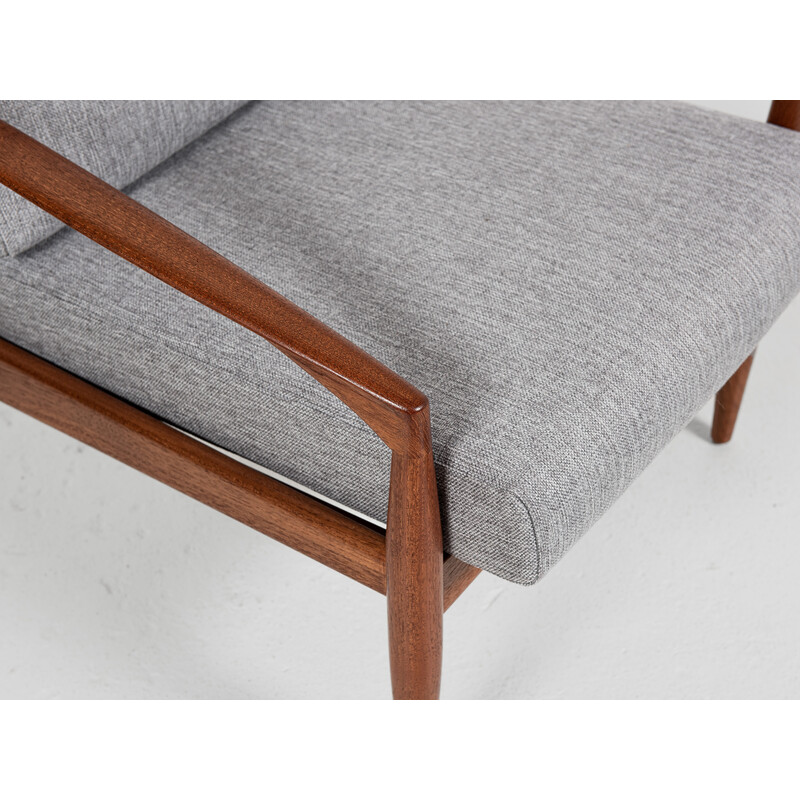 Vintage "Paper Knife" armchair in teak and fabric by Kai Kristiansen for Magnus Olesen, Denmark 1960s