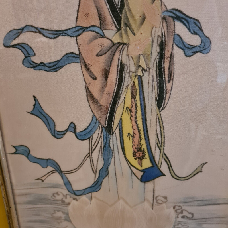 Vintage Chinese drawing on silk Madonna and Child