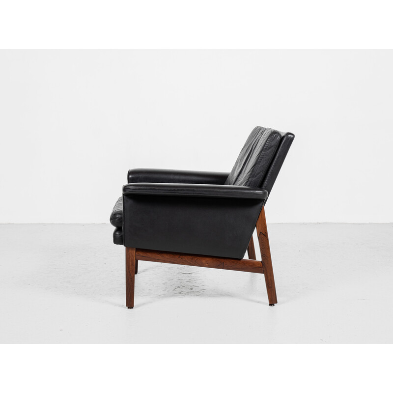 Mid century Danish armchair in rosewood and leather by Finn Juhl for France and Søn, 1960s