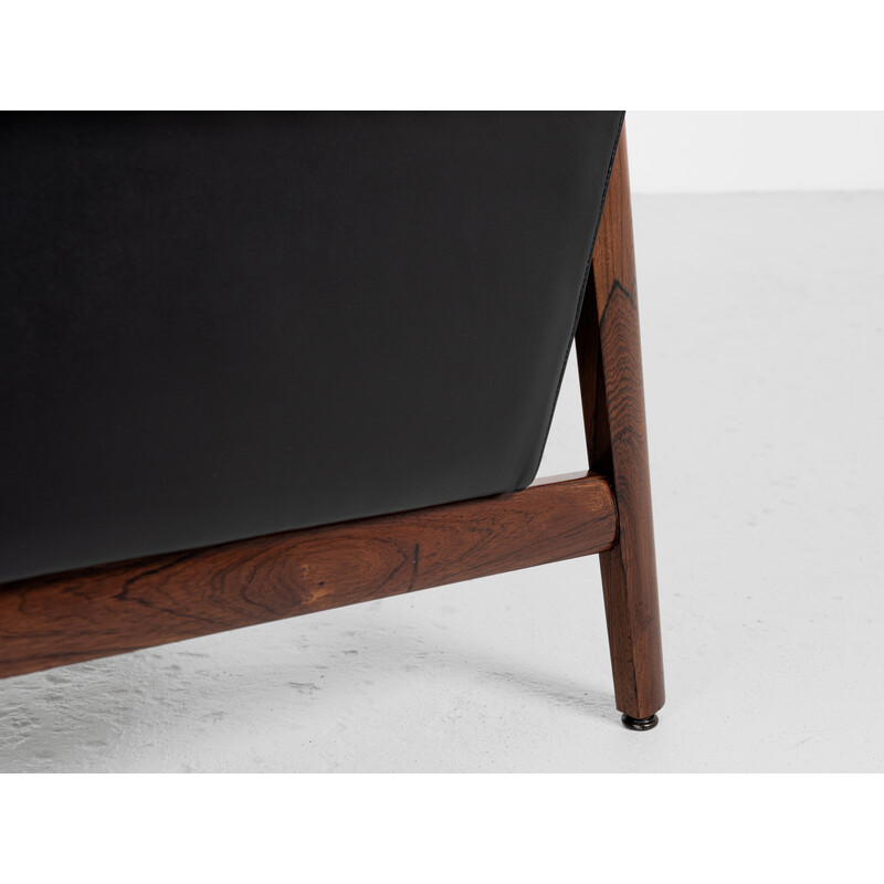 Mid century Danish armchair in rosewood and leather by Finn Juhl for France and Søn, 1960s