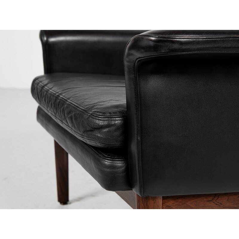 Mid century Danish armchair in rosewood and leather by Finn Juhl for France and Søn, 1960s