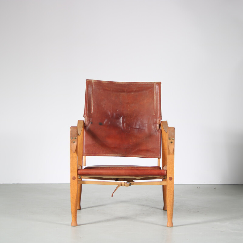 Vintage Safari armchair by Kaare Klinkt for Rud Rasmussen, Denmark 1950