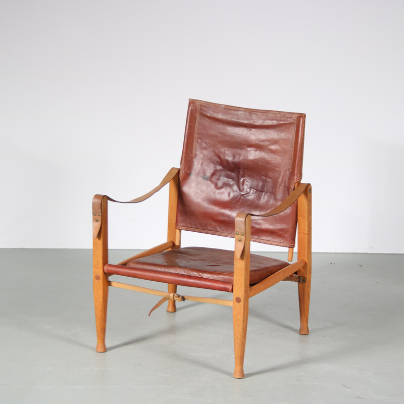 Vintage Safari armchair by Kaare Klinkt for Rud Rasmussen, Denmark 1950