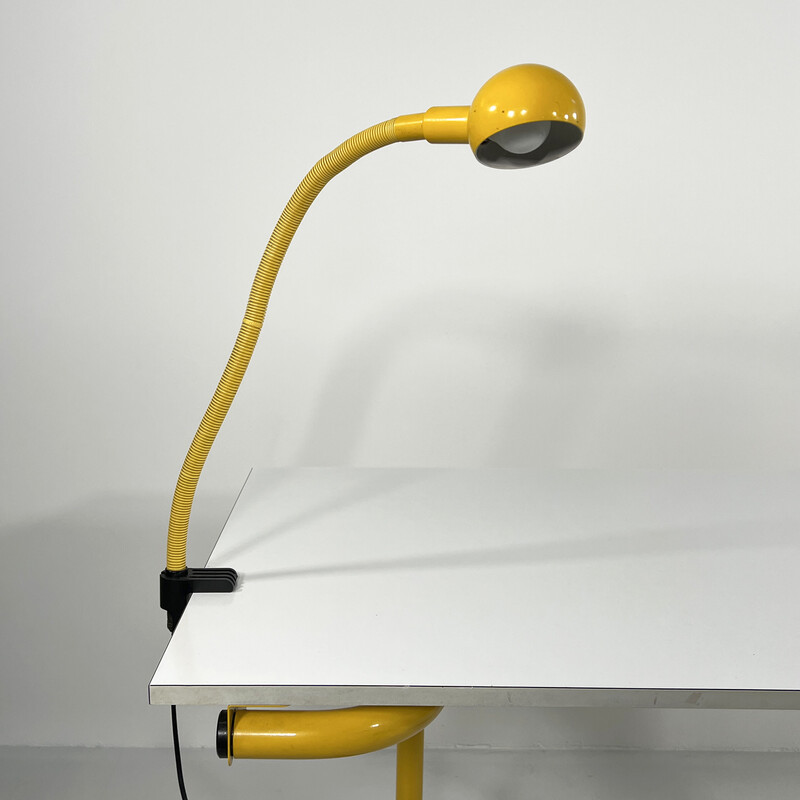 Lampe de bureau jaune vintage Hebi par Isao Hosoe pour Valenti, 1970