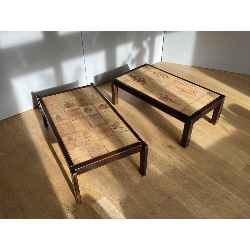 Pair of vintage ceramic coffee tables by Roger Capron, 1960-1970