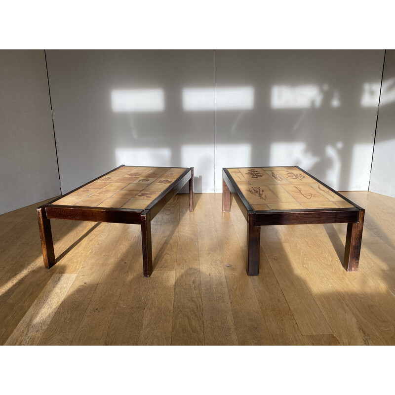Pair of vintage ceramic coffee tables by Roger Capron, 1960-1970