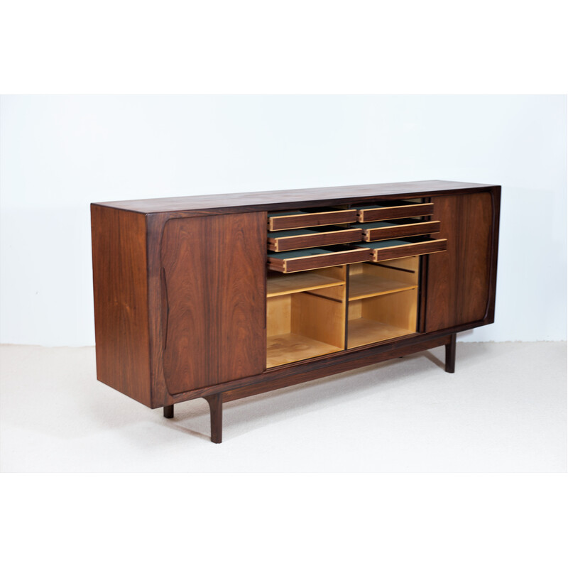 Vintage Danish rosewood sideboard with 4 sliding doors