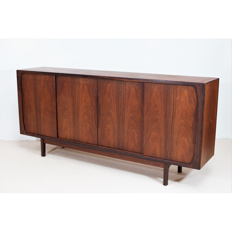 Vintage Danish rosewood sideboard with 4 sliding doors