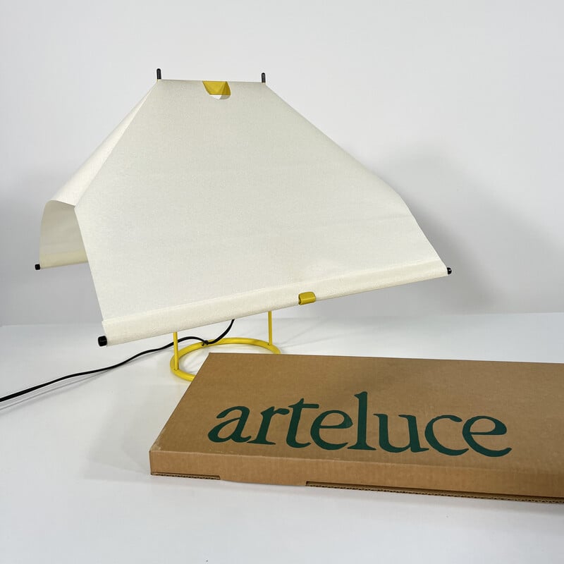 Vintage "Le Falene" table lamp in lacquered steel and fabric by Piero De Martini for Arteluce, 1980s