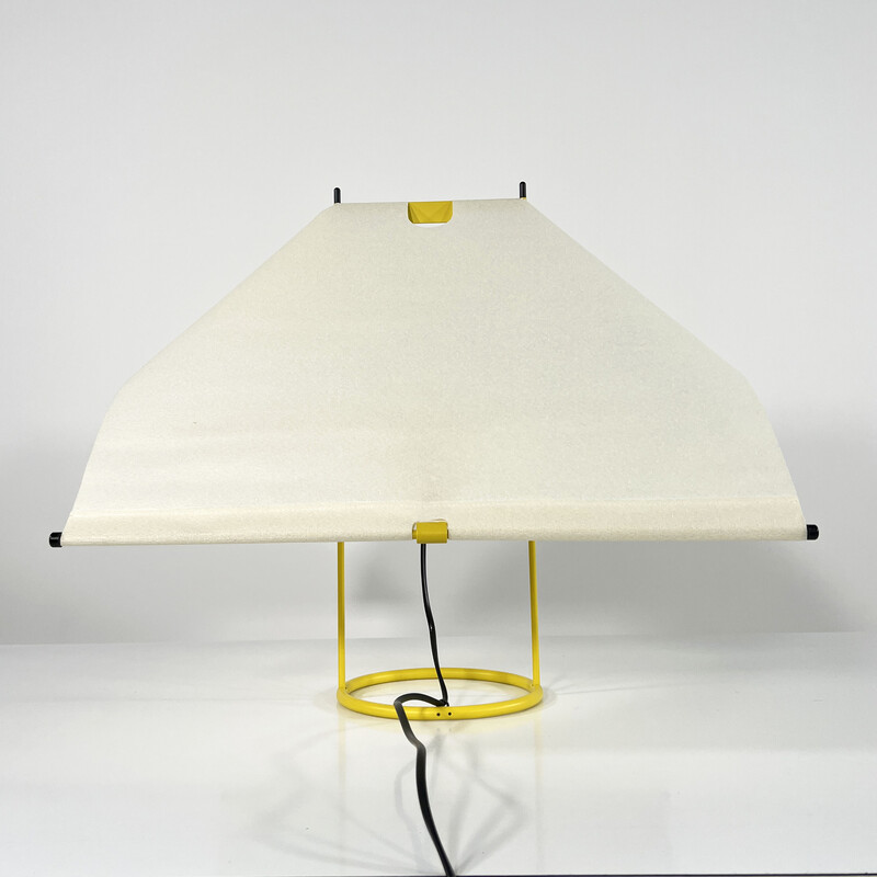 Vintage "Le Falene" table lamp in lacquered steel and fabric by Piero De Martini for Arteluce, 1980s