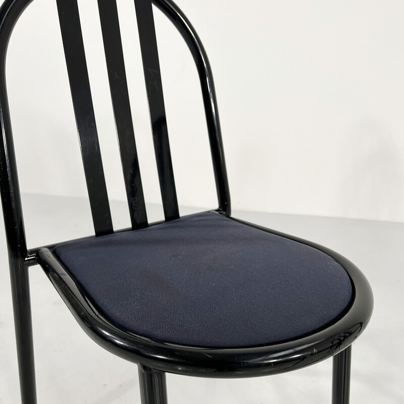 Conjunto de 4 cadeiras vintage metal e tecido n222 de Robert Mallet-Stevens para Pallucco, década de 1980