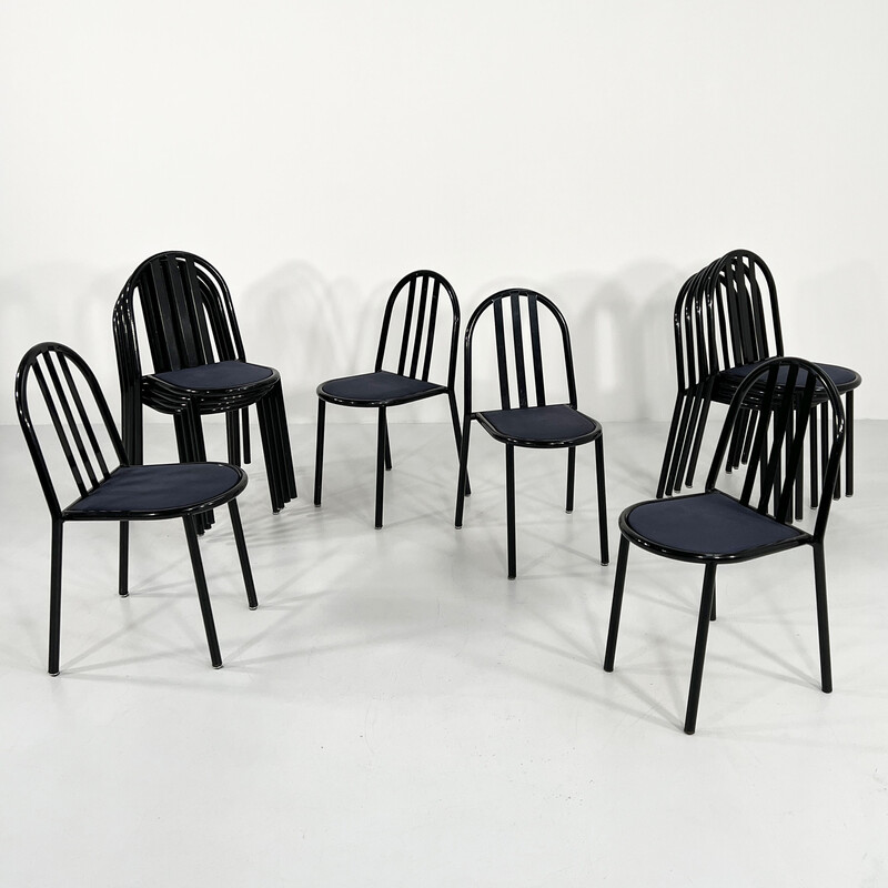 Set of 4 vintage metal and fabric n222 chairs by Robert Mallet-Stevens for Pallucco, 1980s